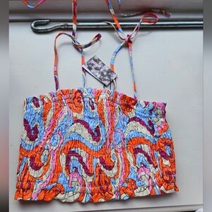 NWT Cider Colorful Abstract Print Crop Top